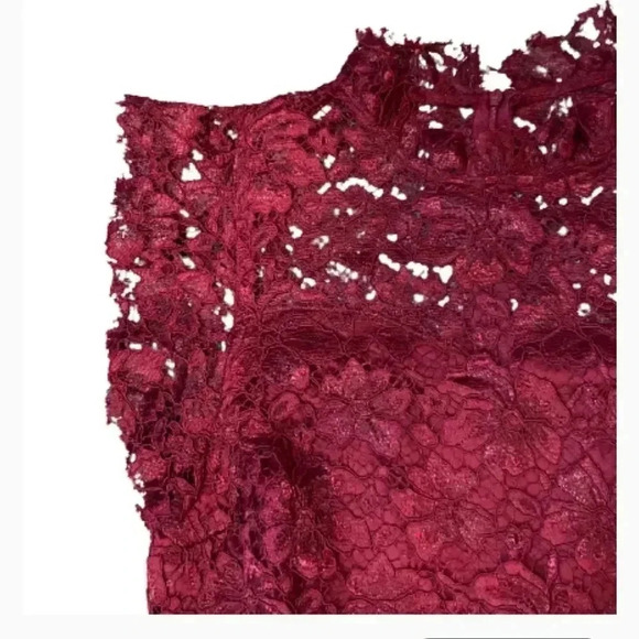 ENFOCUS STUDIO BURGUNDY RED LACE SHEATH MIDI DRESS  CUFFSLEEVE  SIZE8 MEDIUM NWT - Picture 7 of 14